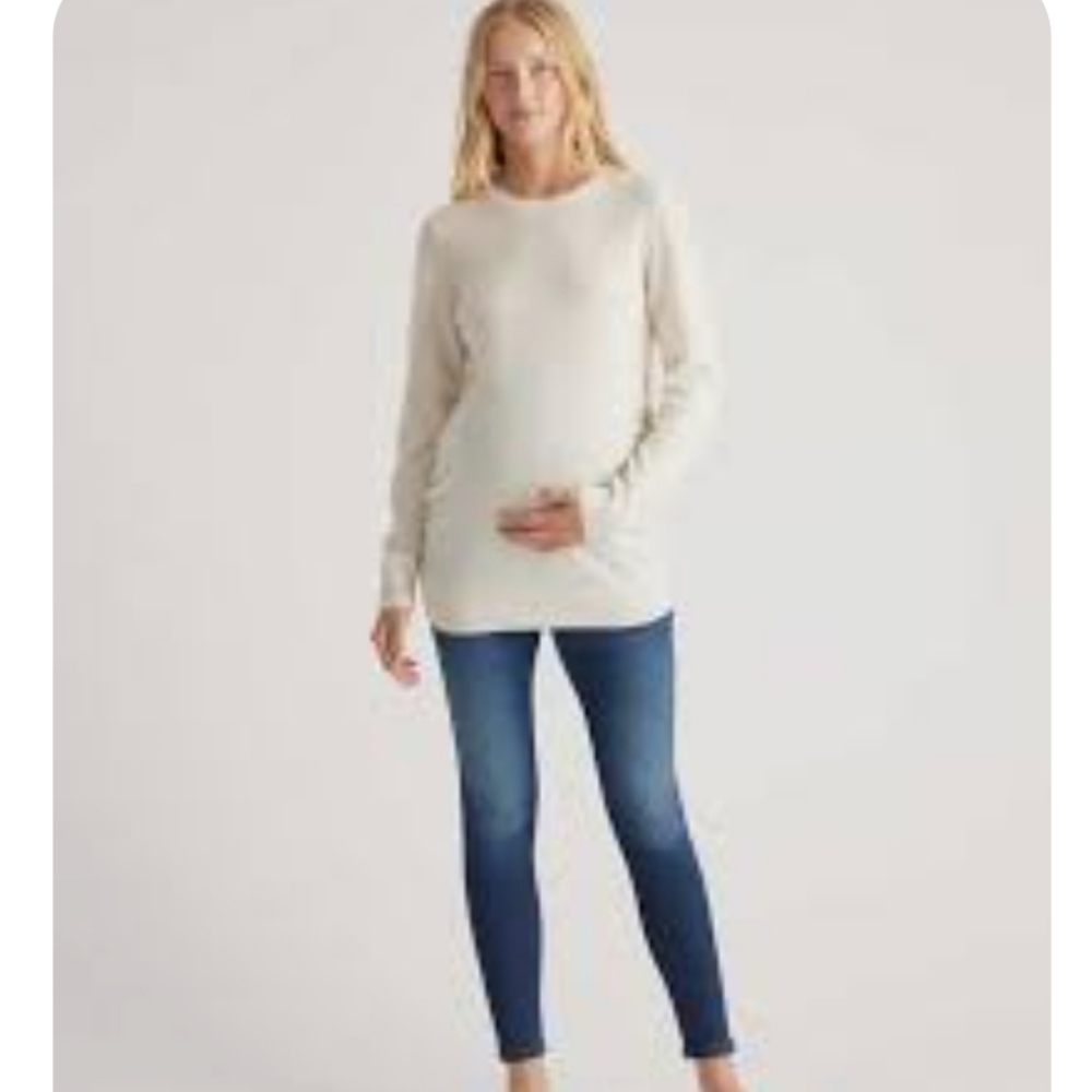 Quince 100% Cashmere Maternity Crew Neck Sz M